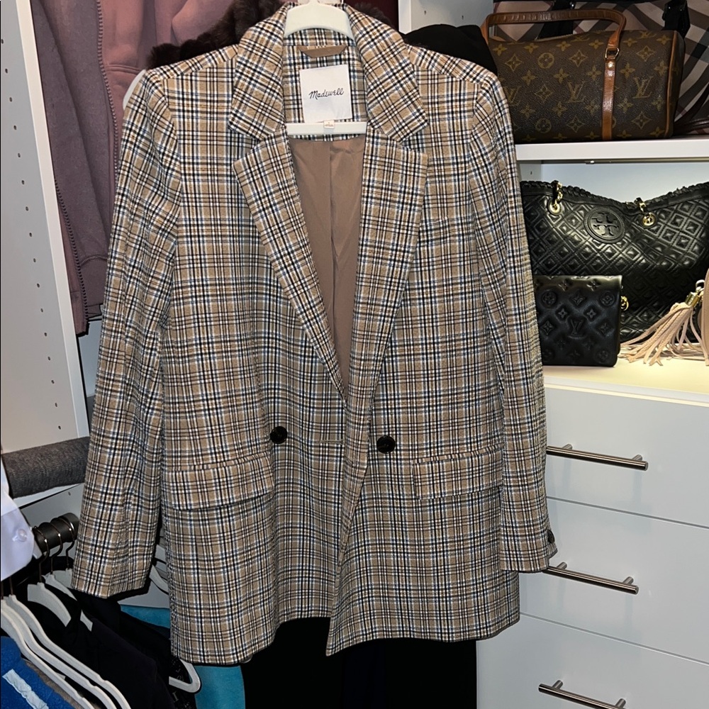 Madewell Plaid Double-Breasted Blazer